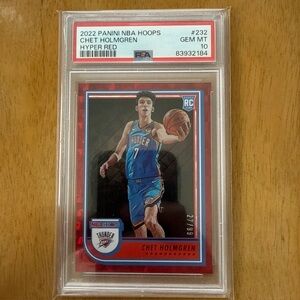 Chet Holmgren Rookie Card PSA 10 Numbered /99 Rare Panini NBA Hoops Hyper Red